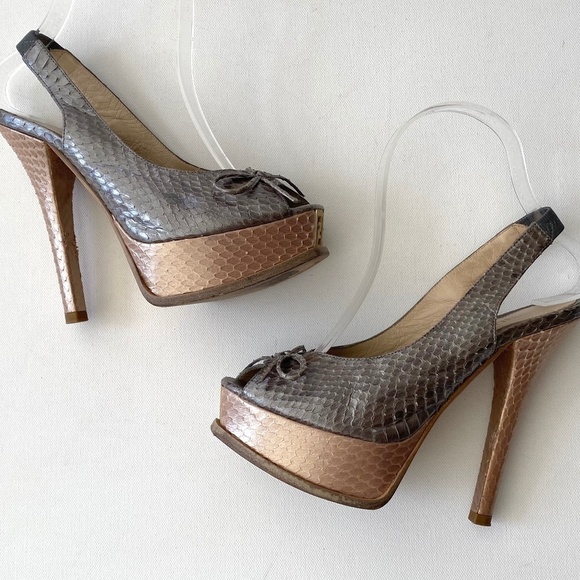 Fendi Logo Toe Snake Print Pump Size 36 - Picture 1 of 11